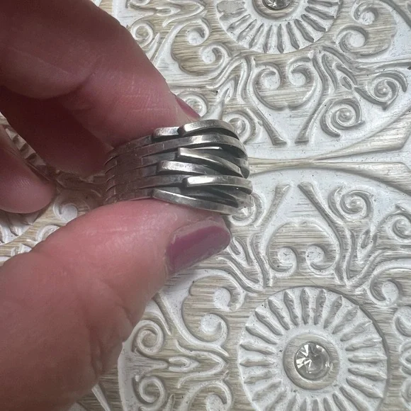 Artisan Modern Wide Chunky Sterling Silver Band Ring Solid Size 9 - Picture 10 of 16